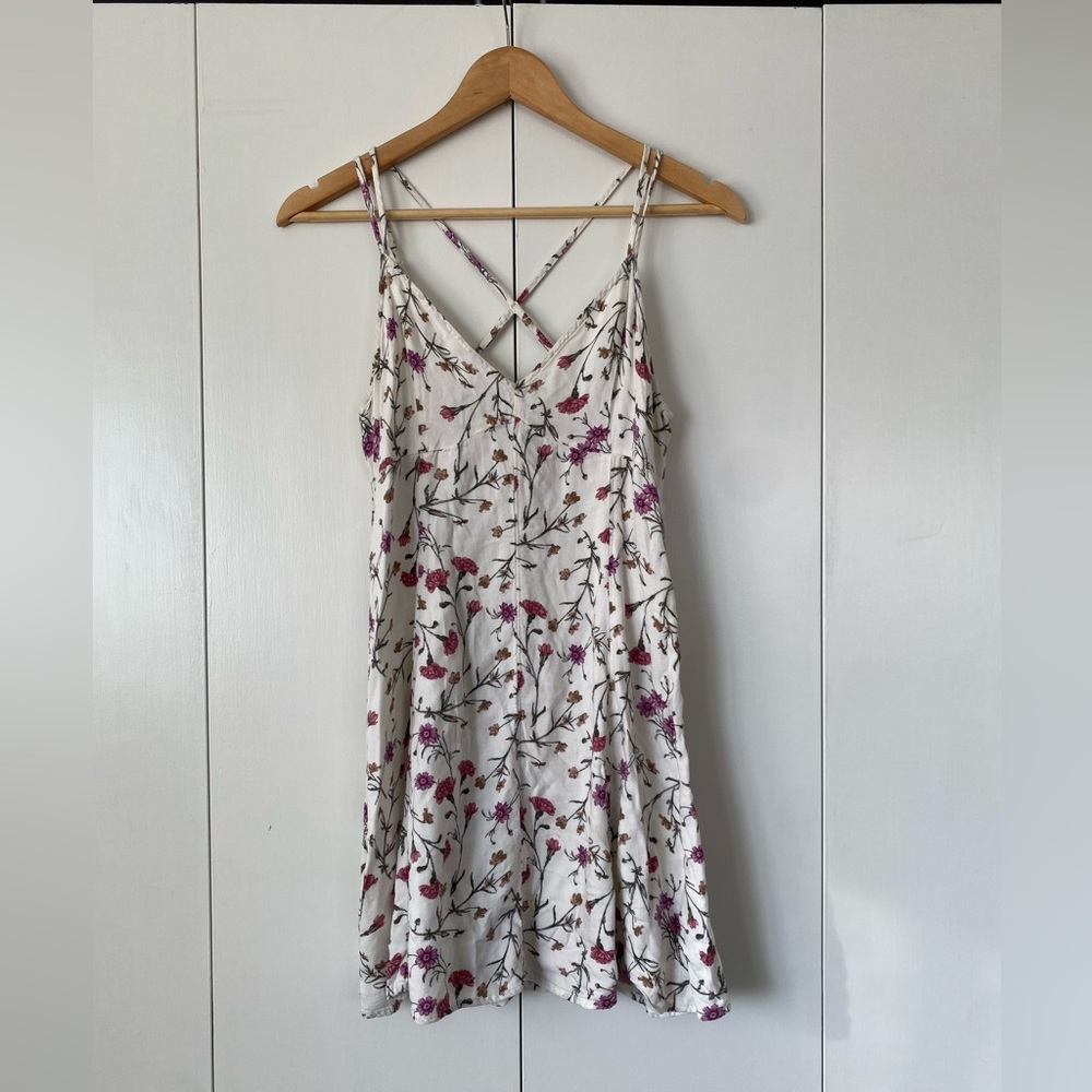 American Eagle Outfitters white flower mini dress